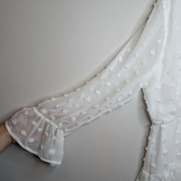 NWT BOOHOO Plus White Swiss  Polka Dot Ruffle Tiered Midi Dress Size 20 - Picture 7 of 13